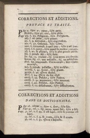 Corrections Et Additions. Preface Et Traité.