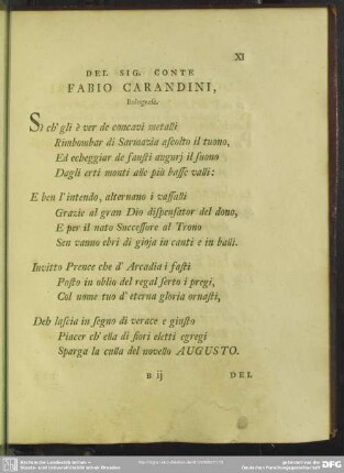 Del Sig. Conte Fabio Carandini, Bolognese