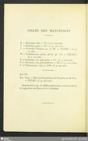 Sigles des manuscrits
