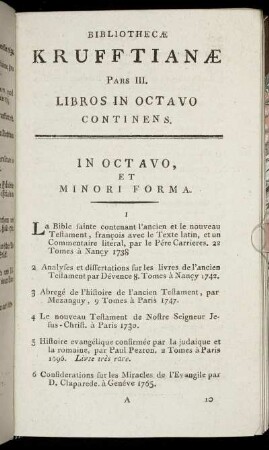 Bibliothecæ Krufftianæ Pars III. Libros In Octavo Continens
