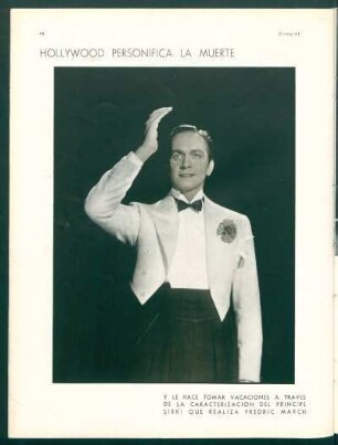 Hollywood personifica la muerte : Y le hace tomar vacaciones a través de la caracterización del Principe Sirki que realiza Fredric March