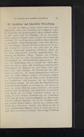 III. Natürliche und künstliche Beleuchtung.