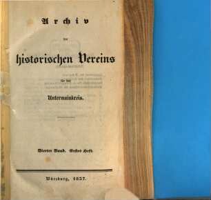 Archiv des Historischen Vereins für den Untermainkreis. 4,1/2, 4,1/2. 1837/38