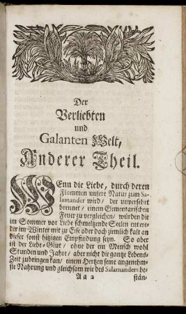 Der Verliebten und Galanten Welt, Anderer Theil.