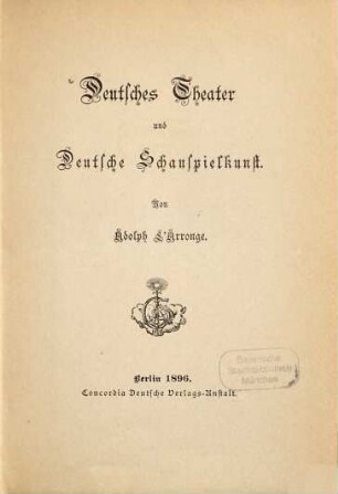 Deutsches Theater und deutsche Schauspielkunst