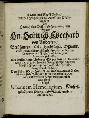 Trauer- und Trost-Zeilen [...]
