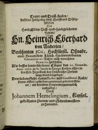 Trauer- und Trost-Zeilen [...]