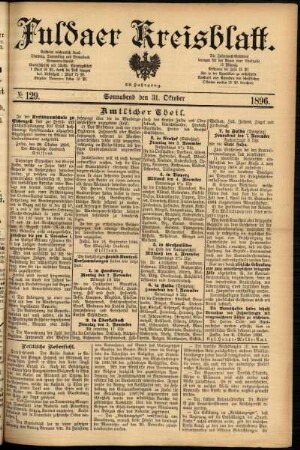 Erste Ausgabe vom Samstag, den 31. Oktober 1896.
