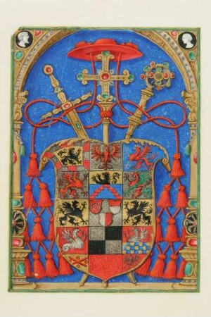 fol. 1: Fünfzehnfeldiges Wappen Albrechts von Brandenburg (Nikolaus Glockendon)
