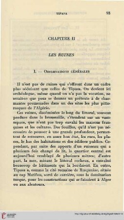 Chapitre II: Les ruines