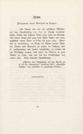 Heine. Fragment eines Briefes an Campe