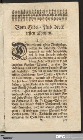 Vom Bibel-Fleiß derer ersten Christen.
