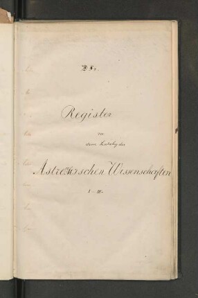 Register zu dem Katalog der Astronomischen Wissenschaften I-III.