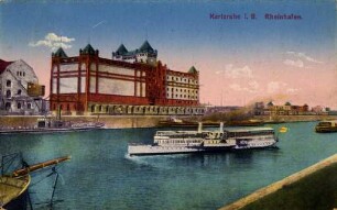 Postkartenalbum mit Motiven von Karlsruhe. "Karlsruhe in Baden. Rheinhafen"