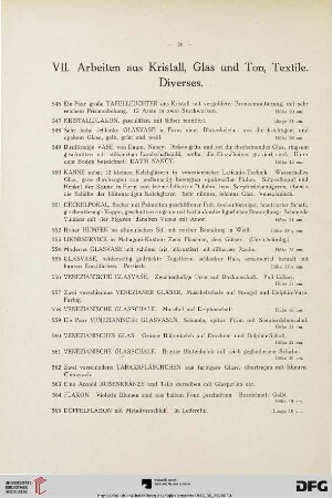 VII. Arbeiten aus Kristall, Glas und Ton, Textile. Diverses (Nr. 546-589)