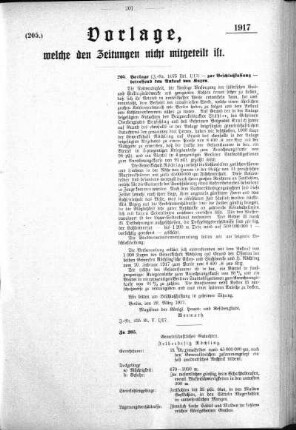 Anlage: Vorlage, welche den Zeitungen nicht mitgeteilt ist, 23. März 1917