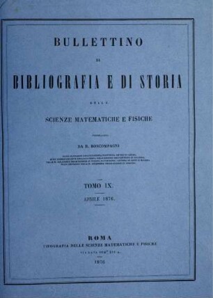 Tomo IX. Aprile 1876.