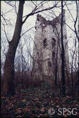Potsdam, Park Sanssouci, Ruinenberg, Normannischer Turm vor der Restaurierung.