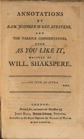 Annotations upon As you like it and Othello