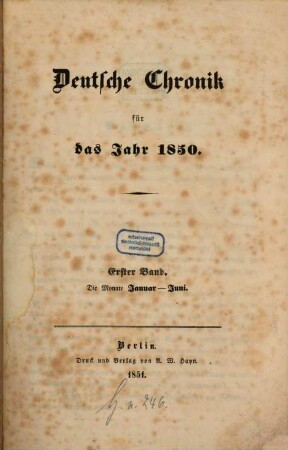 Deutsche Chronik. 1850,1, 1850,1. Jan. - Juni (1851)