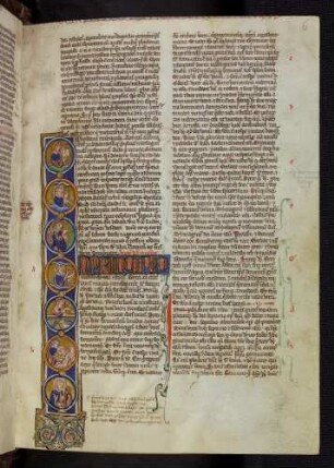 Historisierte Initiale, Zierschrift (Genesis): I(N PRINCIPIO creavit deus)