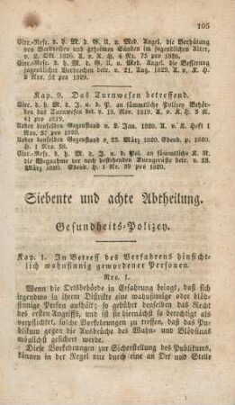 Siebente und achte Abtheilung. Gesundheits-Polizey