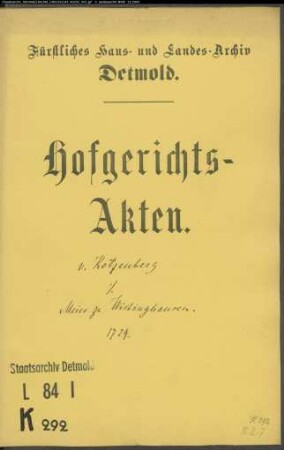 von Kotzenberg, Frau, zu Horn gegen Meier zu Wistinghausen - Schuldforderung