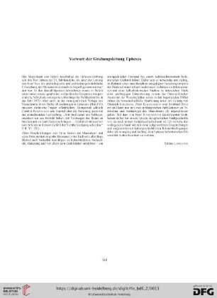 Vorwort der Grabungsleitung Ephesos