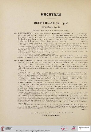 Nachtrag (Nr. 401 - 409)