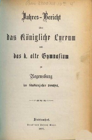 Jahres-Bericht. 1880/81