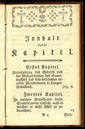 Innhalt derer Kapitel.