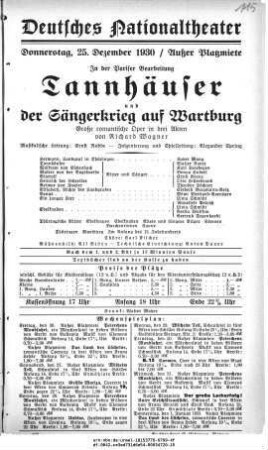 Tannhäuser und Der Sängerkrieg auf Wartburg