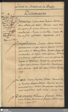 Livres in Octavo, et in Douze