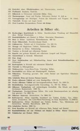 Arbeiten in Silber etc. (Nr. 576-612a)