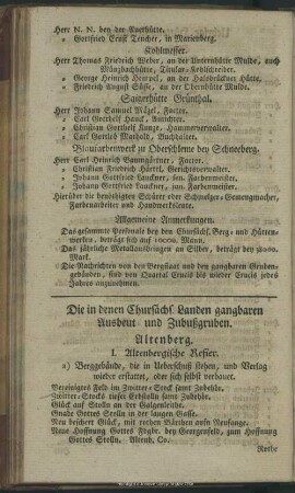 Die in denen Chursächs. Landen gangbaren Ausbeut- und Zubußgruben