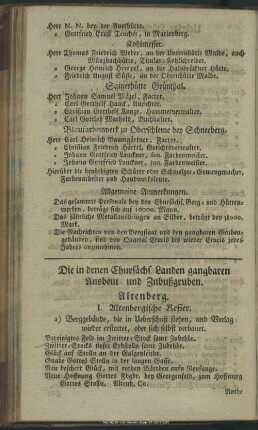 Die in denen Chursächs. Landen gangbaren Ausbeut- und Zubußgruben