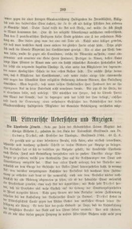 289-297 Litterarische Uebersichten und Anzeigen