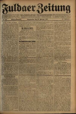 Zweite Ausgabe vom Donnerstag, den 18. Februar 1915.