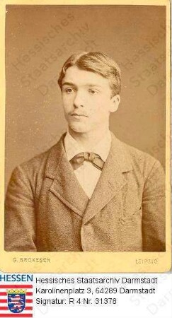Thiersch, Justus, Dr. med. (1859-1937) / Porträt als junger Mann, Brustbild, rechtsvorblickend