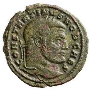 Münze, Follis, Aes 1, Sommer 307 n. Chr.