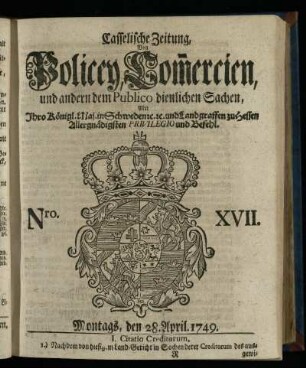 Nro. XVII, Montags, den 28. April 1749