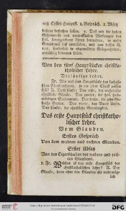 Das erste Hauptstück christkatholischer Lehre: Vom Glauben
