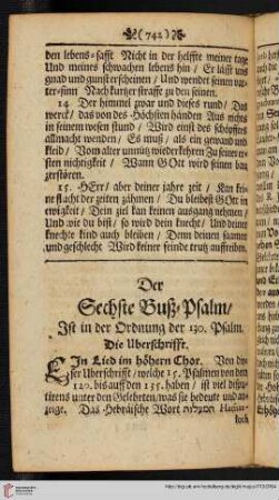 Der sechste Buß = Psalm, ist in der Ordnung der 130. Psalm