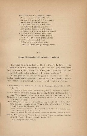 XIII. Saggio bibliografico dei miniatori Lombardi