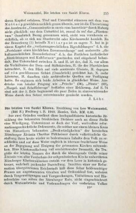 255-256 [Rezension] Weismantel, Leo, Die Letzten von Sankt Klaren