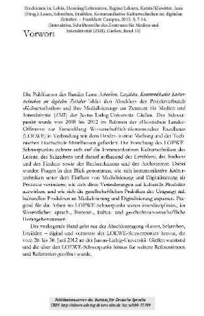 Lesen, Schreiben, Erzählen: Vorwort