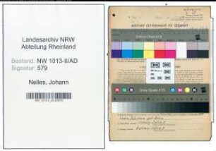 Entnazifizierung Johann Nelles , geb. 11.08.1892 (Hilfsschlosser)