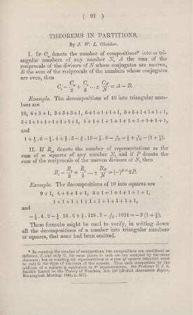 Theorems in partitions.