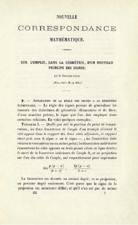 Sur l´emploi, dans la géométrie, d´un nouveau principe des signes.