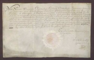 Documentum emancipationis des Grafen Philipp Karl von Oettingen-Baldern.